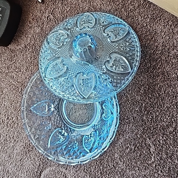 Vintage blue glass candy dish - Picture 4 of 5